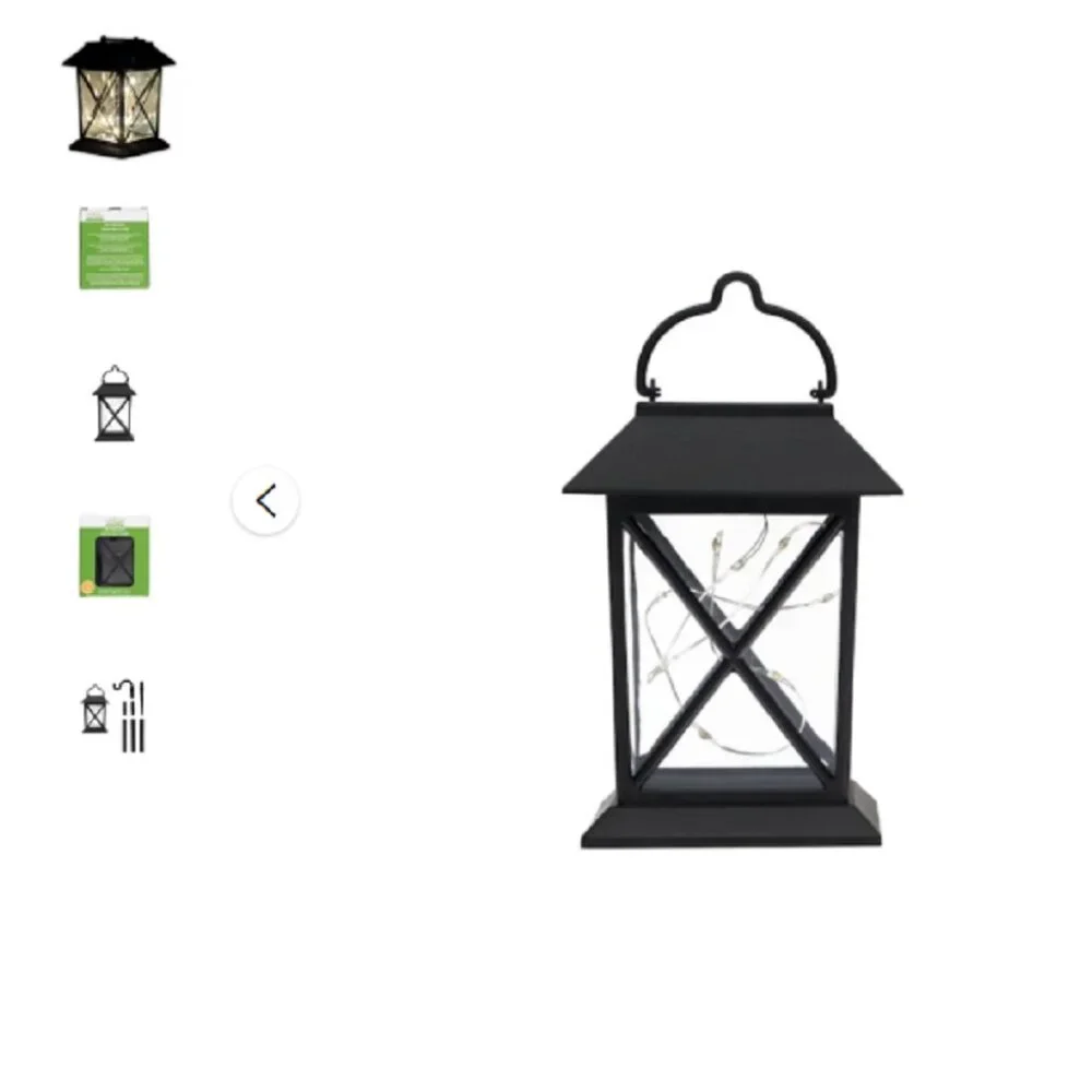 NEW IN BOX GARDEN COLLECTION 2-PACK SOLAR HOOK BLACK GARDEN LANTERNS/LIGHTS